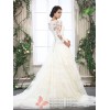 Khym - A Line V Neck Lace Wedding Dress 